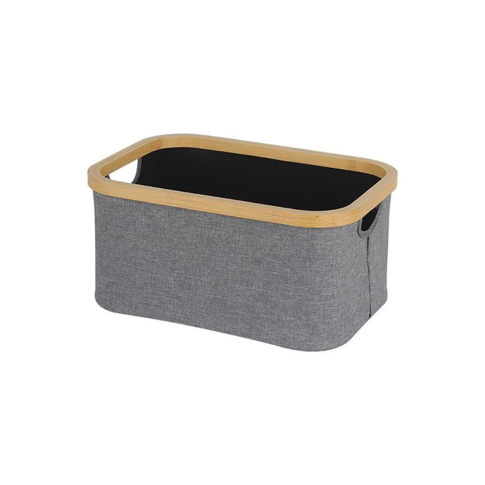 Velora Bamboo Foldable Storage Basket With Fabric 38 X 26 X 19.5 Cm Brown & Grey