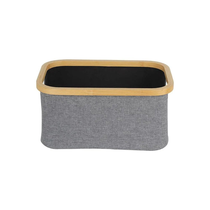 Velora Bamboo Foldable Storage Basket With Fabric 38 X 26 X 19.5 Cm Brown & Grey
