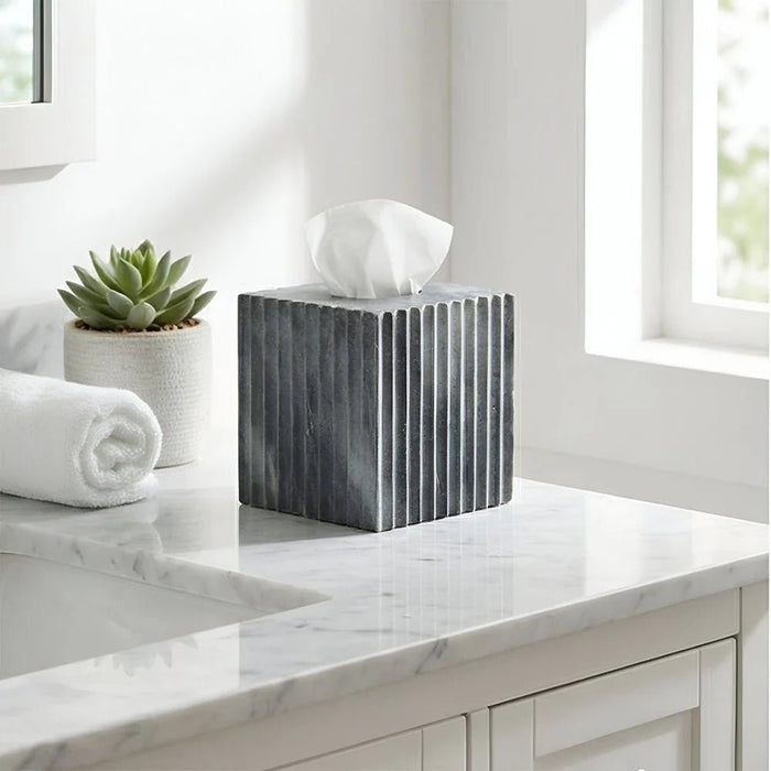 Velora Resin Square Shape Tissue Box 15 X 15 X15 Cm Grey
