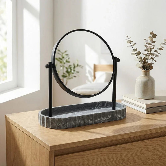 Velora Mirror With Resin Tray 23 X 8.2 X 23Cm Grey