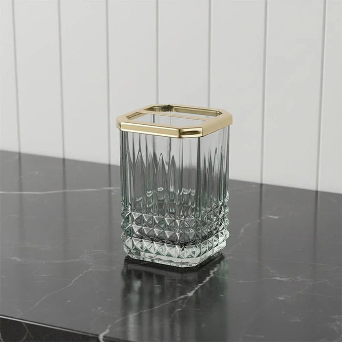 Velora Glass Toothbrush Holder 7.5 X 7.5 X 10.6 Cm Green