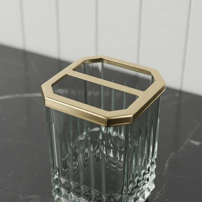 Velora Glass Toothbrush Holder 7.5 X 7.5 X 10.6 Cm Green