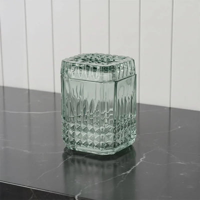 Velora Glass Cotton Jar 8.5 X 8.5 X 11.7Cm Green