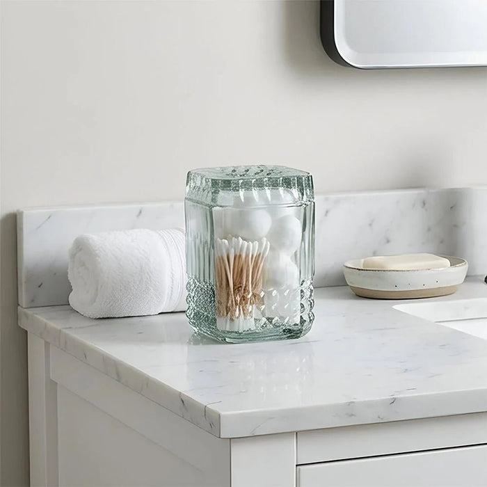 Velora Glass Cotton Jar 8.5 X 8.5 X 11.7Cm Green