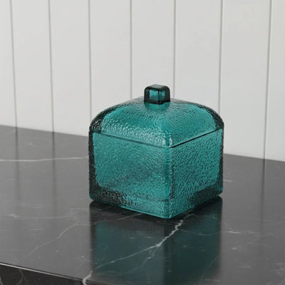 Velora Glass Cotton Box 10.0 X 10.0 X 10.7 Cm Turquoise