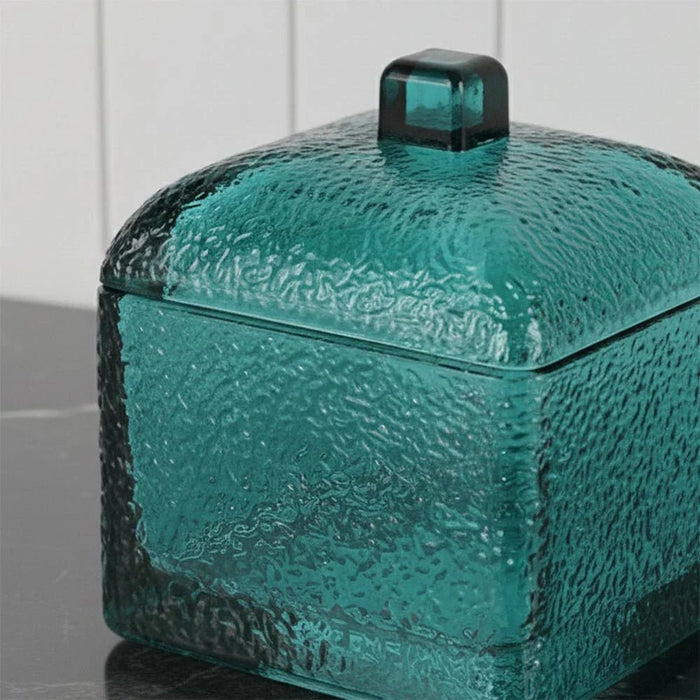 Velora Glass Cotton Box 10.0 X 10.0 X 10.7 Cm Turquoise