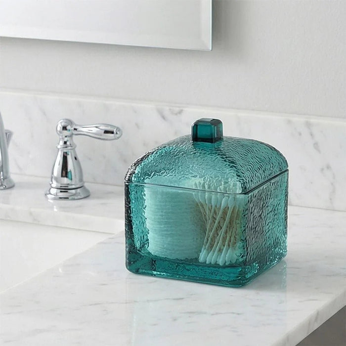 Velora Glass Cotton Box 10.0 X 10.0 X 10.7 Cm Turquoise