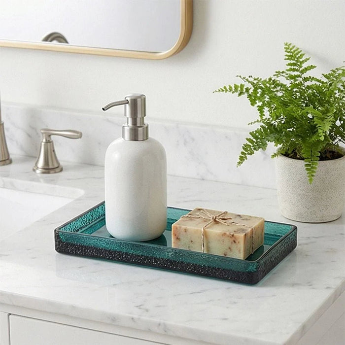 Velora Glass Tray 23.5 X 13.4 X 2.7 Cm Turquoise