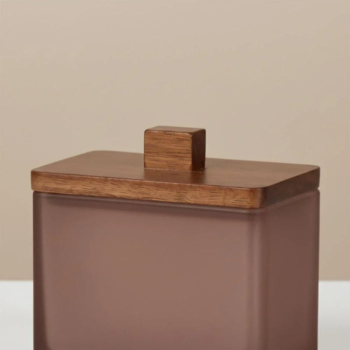 Velora Glass Cotton Ball Jar With Lid 11.5 X 6.7 X 10.7 Cm Mocha Brown