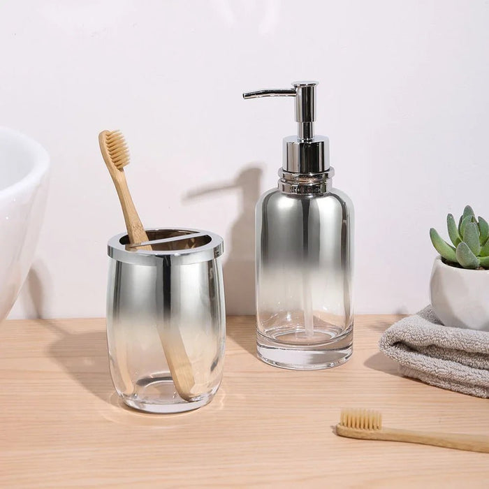 Velora Glass Bath Set 7.1 X 20 Cm Silver