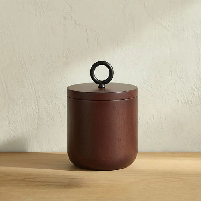 Velora Wooden Cotton Jar 8.8 X 9 /13.5 Cm Oak Brown