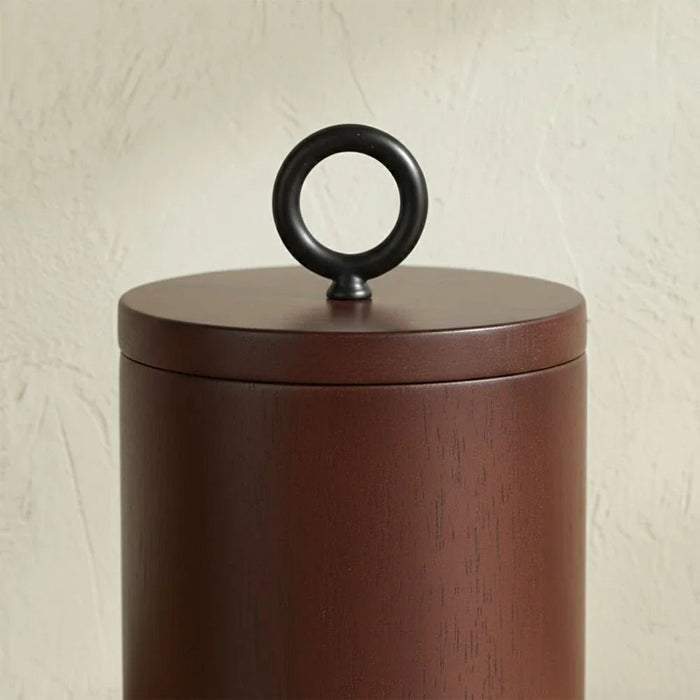 Velora Wooden Cotton Jar 8.8 X 9 /13.5 Cm Oak Brown