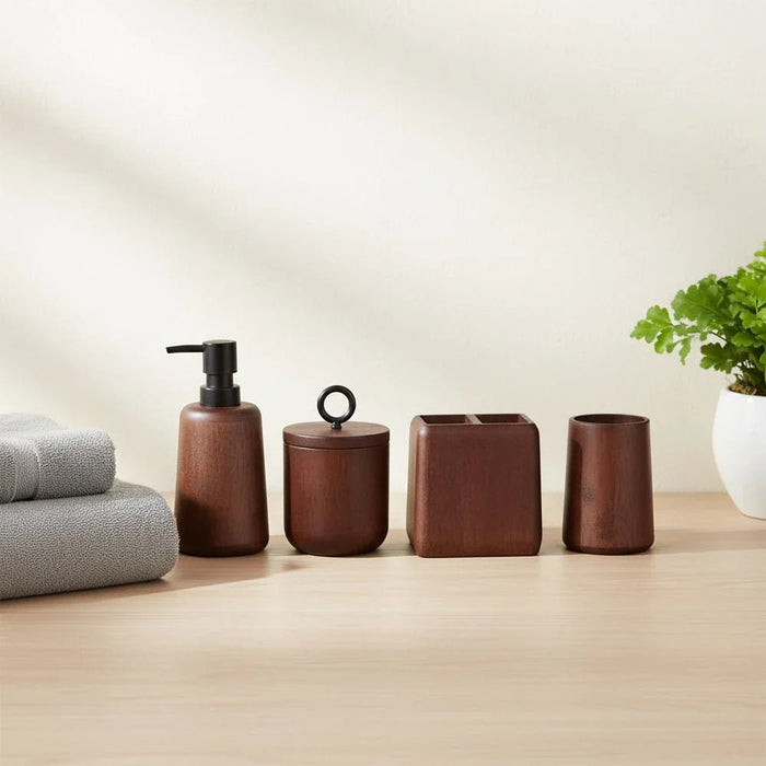 Velora Wooden Cotton Jar 8.8 X 9 /13.5 Cm Oak Brown