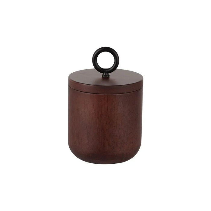 Velora Wooden Cotton Jar 8.8 X 9 /13.5 Cm Oak Brown