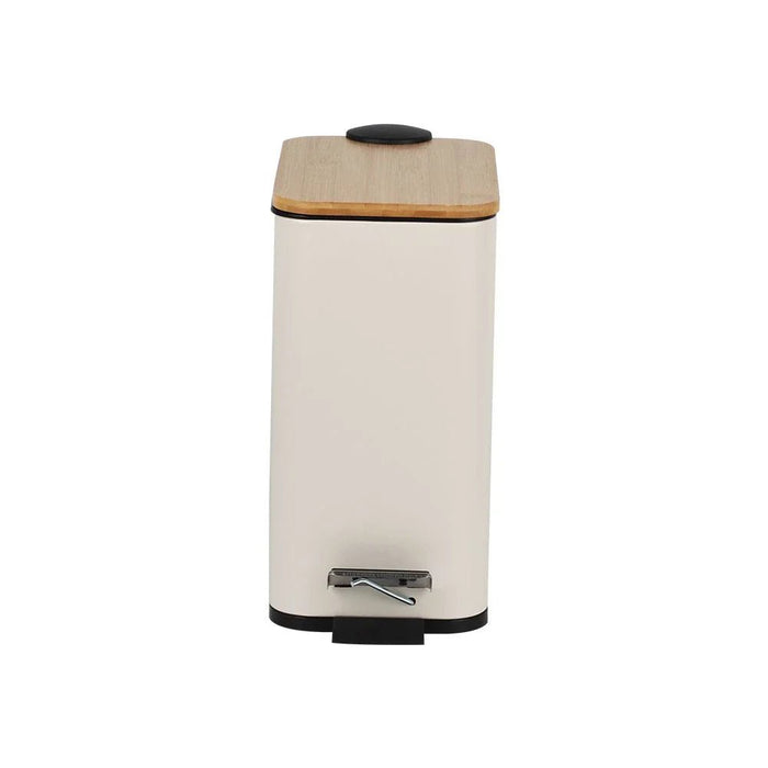 Velora 5L Soft Close Bin With Bamboo Lid 28 X 14 X 29Cm Oatmeal