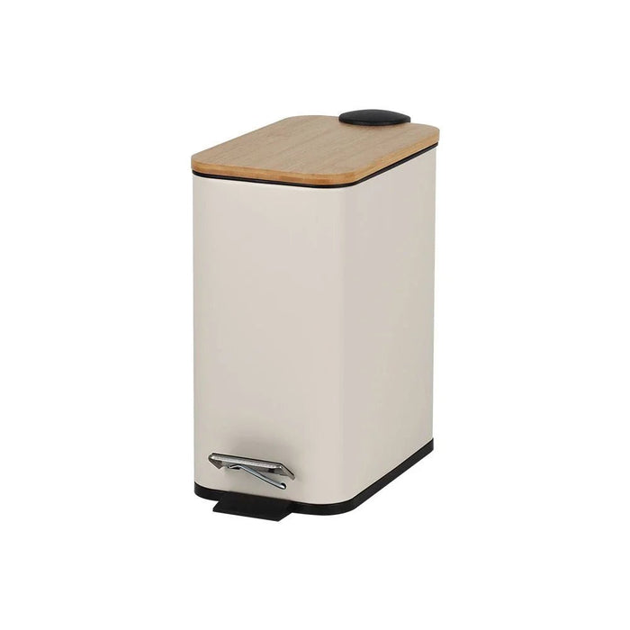 Velora 5L Soft Close Bin With Bamboo Lid 28 X 14 X 29Cm Oatmeal
