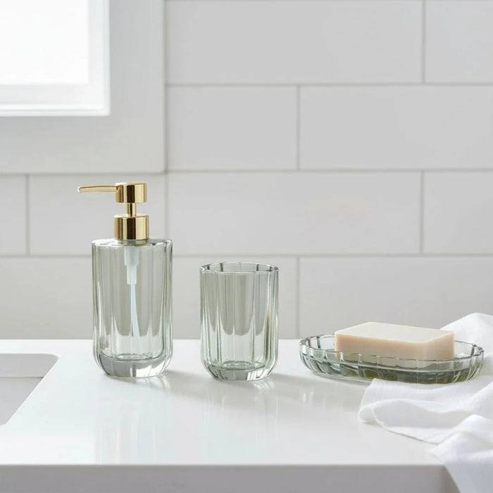Adelyn Glass Floral Bath Set/3 Green 20X1200X300Cm