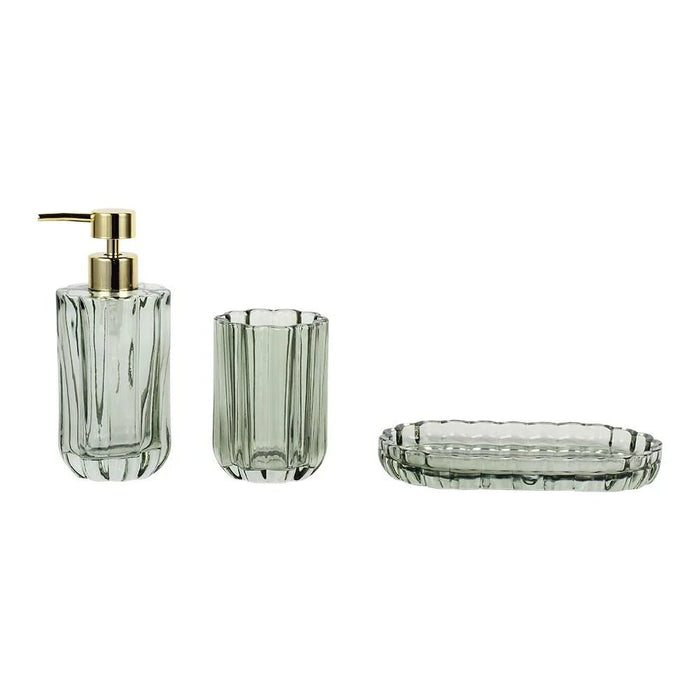 Adelyn Glass Floral Bath Set/3 Green 20X1200X300Cm