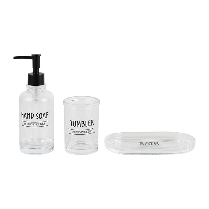 Adelyn Glass Minimalistic Bath Set/3 Clear 19X10X2Cm