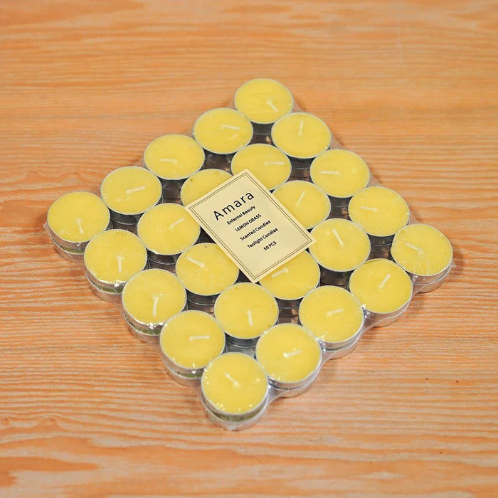 Amara 50 Pc Scented T Light Candle Lemon Grass