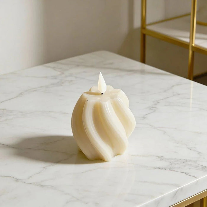 Raha Swirl Led Candle S 7X10.8Cm Ivory