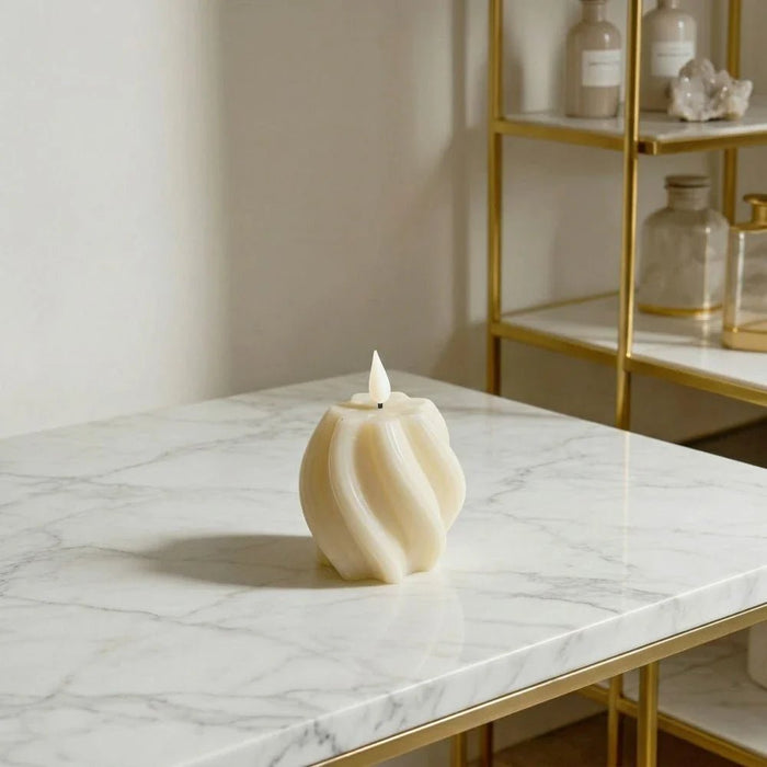 Raha Swirl Led Candle S 7X10.8Cm Ivory