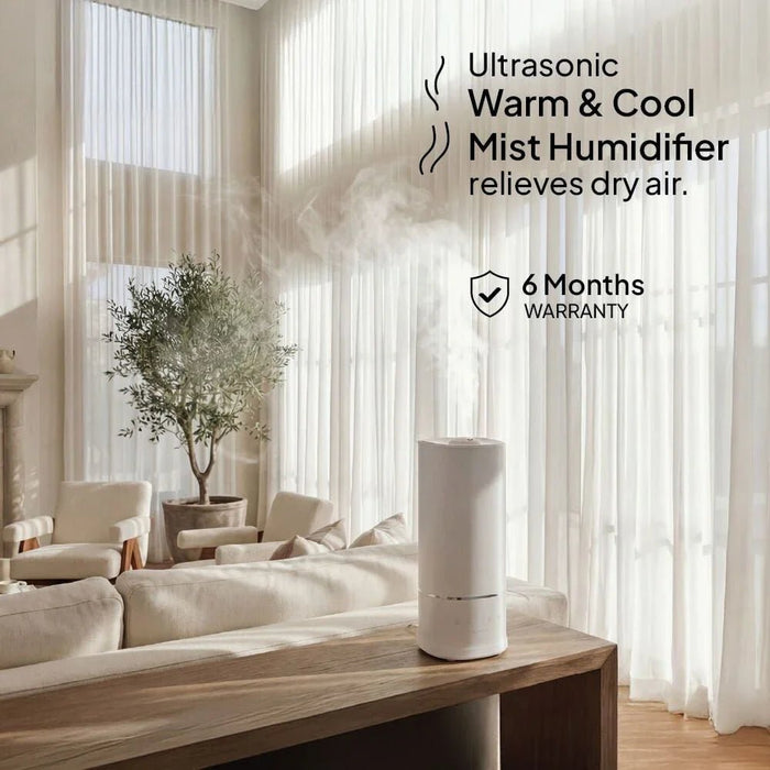 Tranquil Top Filling Cool Mist Humidifier With Ultrasonic Technology And 7 Color Night Light 6L White