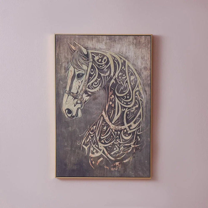 Jannah Golden Stallion Printed Wall Art 82.5X122.5X3.5CM
