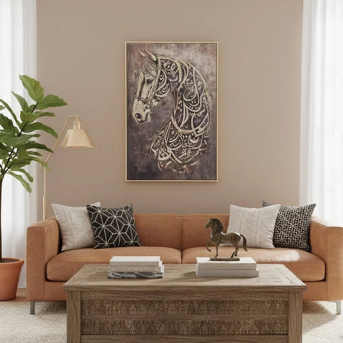 Jannah Golden Stallion Printed Wall Art 82.5X122.5X3.5CM