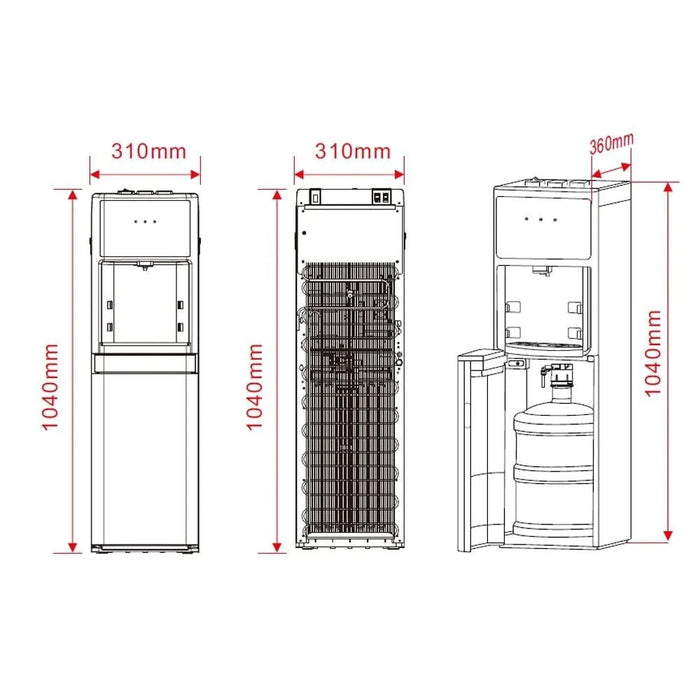 Milano Free Standing Bottom Loading Water Dispenser-SS Panel with Door-Model No. Yl-1639S