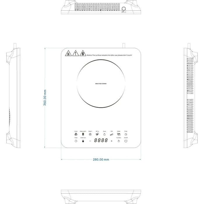Milano Induction Cooker With Polished Crystal Plate Dfy-Btc07A 2000W