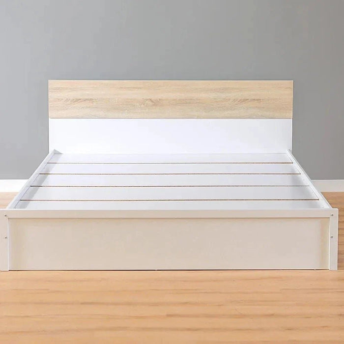 Aurora 150x200 Queens Bed-White/Natural Oak-With 2-Year Warranty
