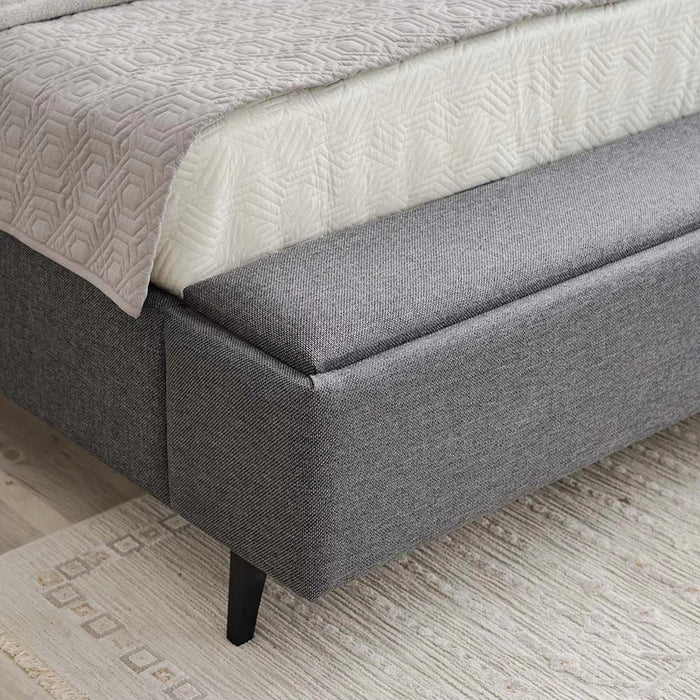Defne 180X200 King Bed with Hydraulic Underbed Storage & Bench-Cream/Black-With 5-Year Warranty