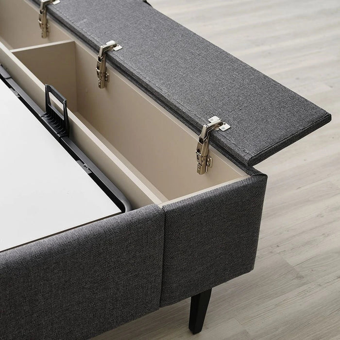 Defne 180X200 King Bed with Hydraulic Underbed Storage & Bench-Cream/Black-With 5-Year Warranty