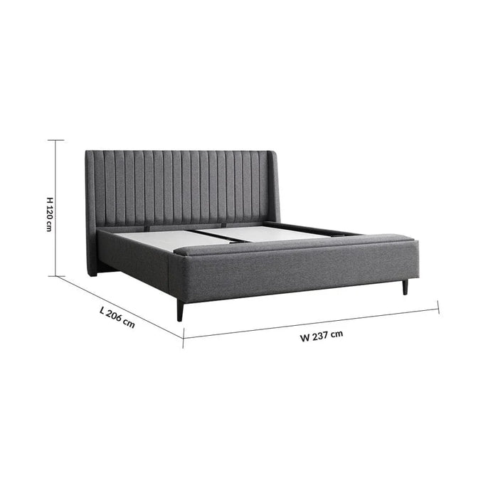 Defne 180X200 King Bed with Hydraulic Underbed Storage & Bench-Cream/Black-With 5-Year Warranty