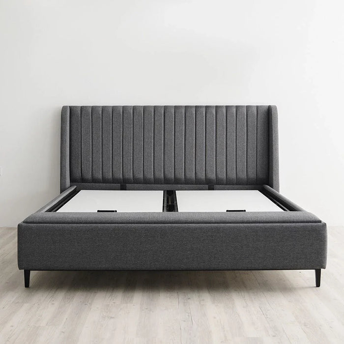 Defne 180X200 King Bed with Hydraulic Underbed Storage & Bench-Cream/Black-With 5-Year Warranty