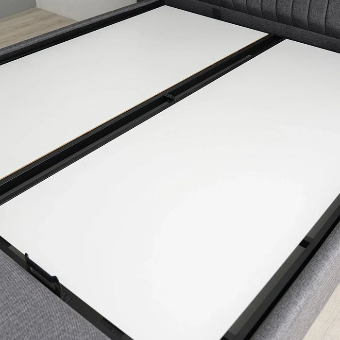 Defne 180X200 King Bed with Hydraulic Underbed Storage & Bench-Cream/Black-With 5-Year Warranty