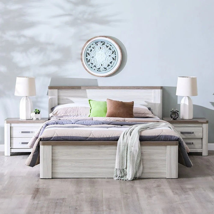 Olivos 180x200 King Bed-Ash Grey/Oak-With 2-Year Warranty