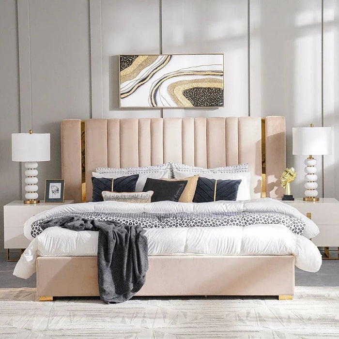 New Poliana 180x200 King Bed-Beige-With 2-Year Warranty