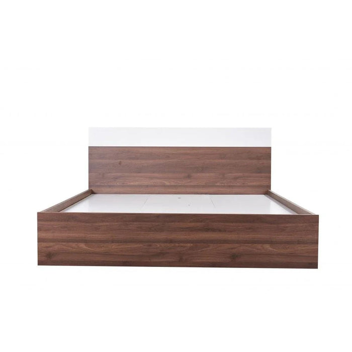 New Allano 180x200 King Bed-Dark Walnut/White-With 2-Year Warranty