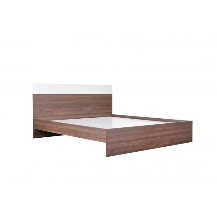 New Allano 180x200 King Bed-Dark Walnut/White-With 2-Year Warranty