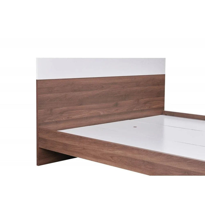 New Allano 180x200 King Bed-Dark Walnut/White-With 2-Year Warranty