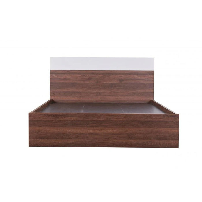 New Allano 150x200 Queen Bed-Dark Walnut/White-With 2-Year Warranty