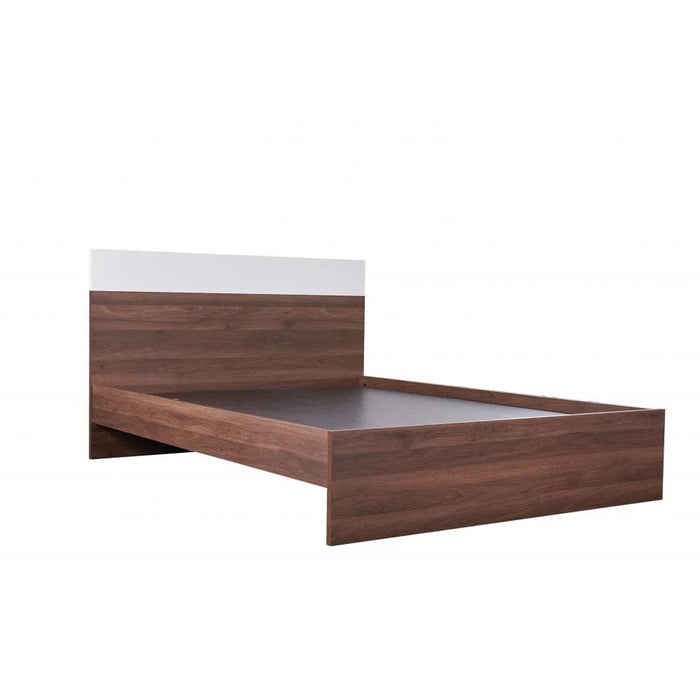 New Allano 150x200 Queen Bed-Dark Walnut/White-With 2-Year Warranty