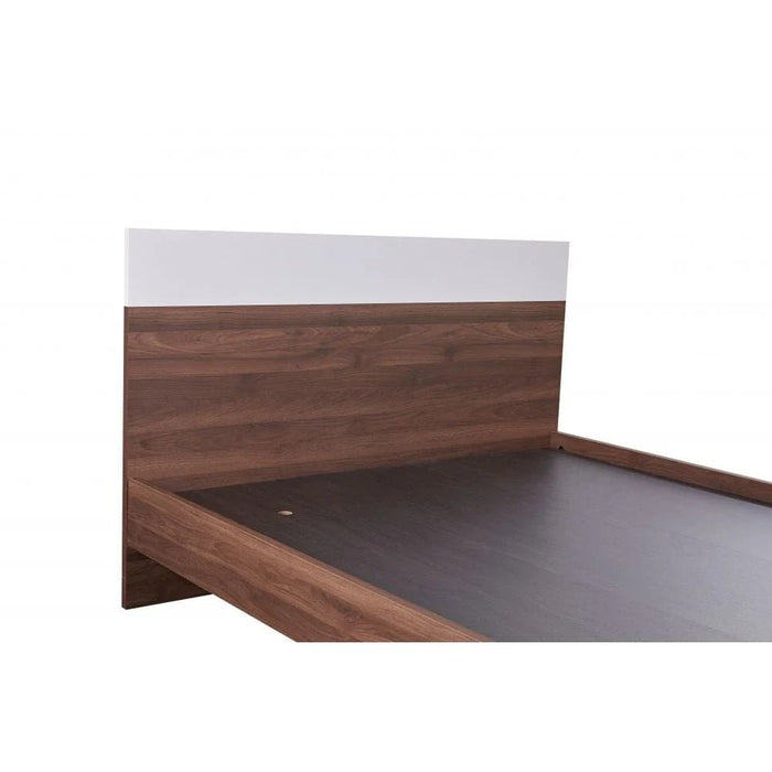 New Allano 150x200 Queen Bed-Dark Walnut/White-With 2-Year Warranty