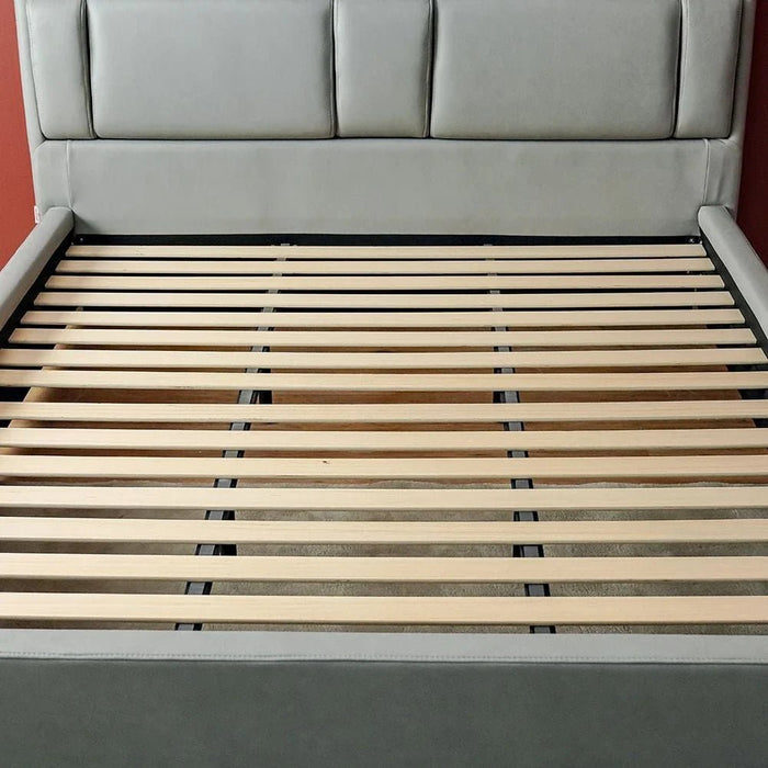 Razmiah 180x200 King Bed with Reading Lamp, Bluetooth Speakers & Charger-Light Grey-With 2-Year warranty