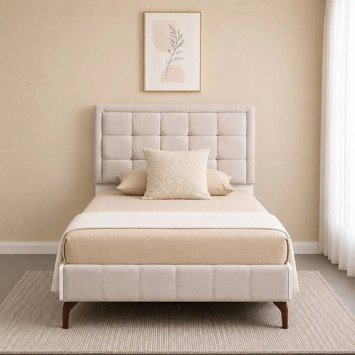 V2 Gordion 120x200 Single Bed-Light Cream-With 2-Year Warranty