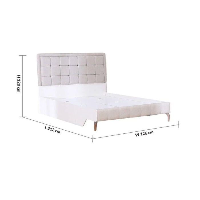 V2 Gordion 120x200 Single Bed-Light Cream-With 2-Year Warranty