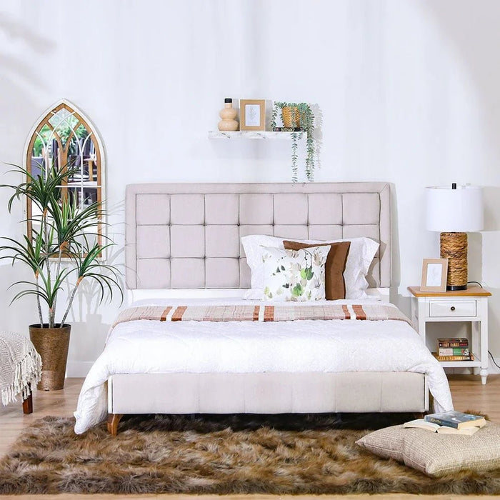 V2 Gordion 180x200 King Bed-Light Cream-With 2-Year Warranty