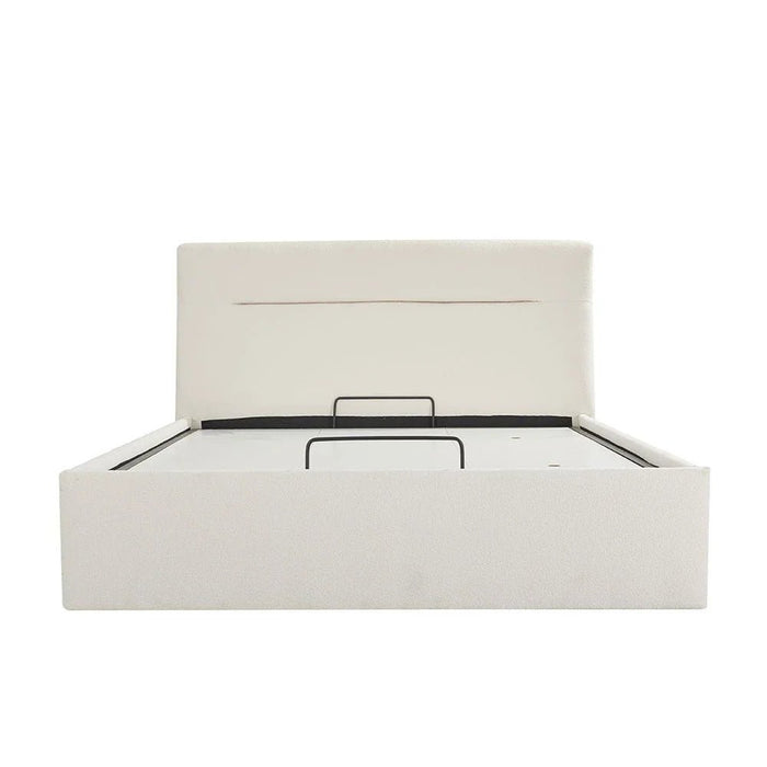 Hendrix 150x200 Queen Bed with Hydraulic storage-White-With 2-Year Warranty